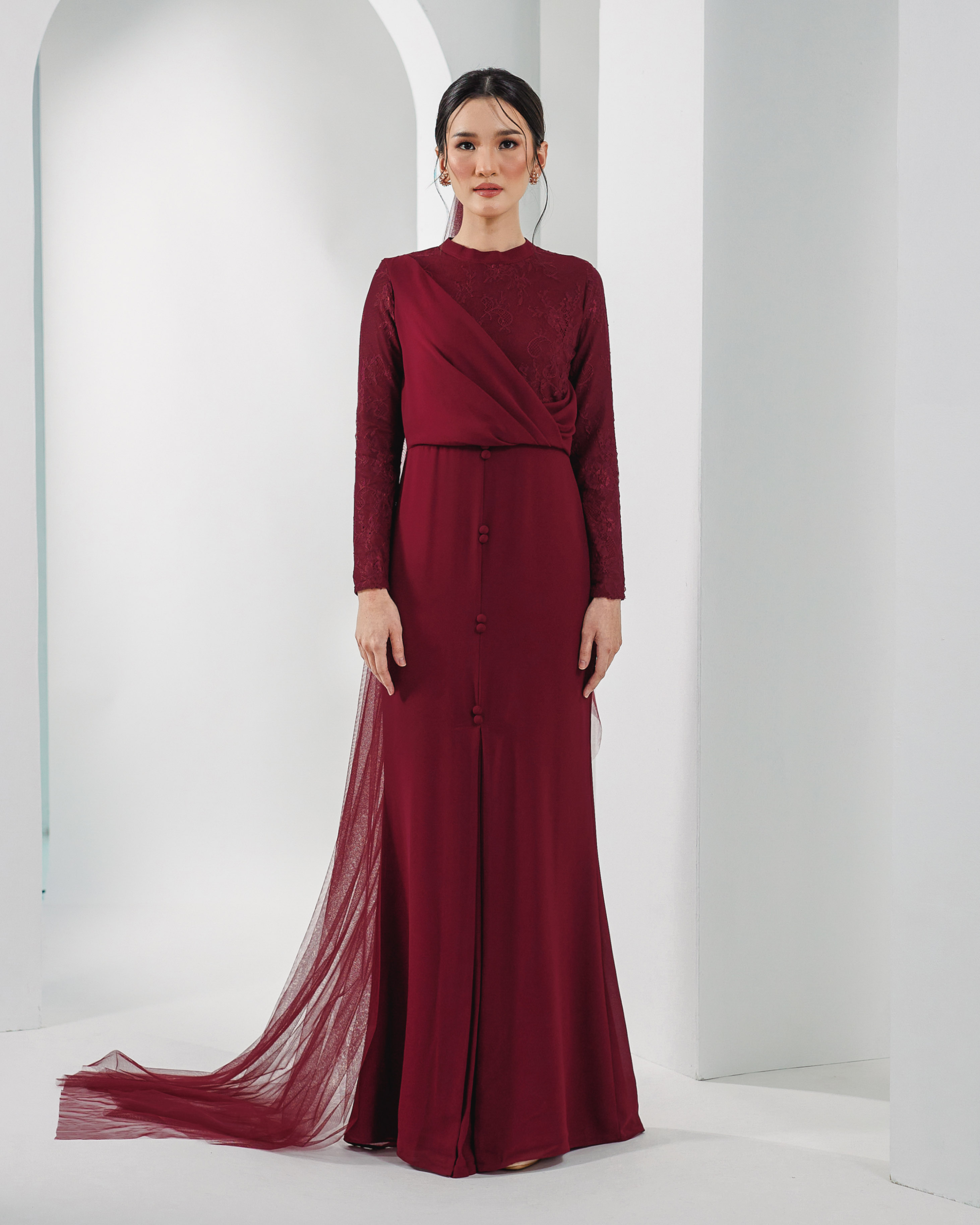 DIAN DRESS IN BURGUNDY RED